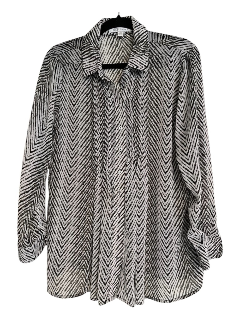 Black & White Chevron Button-Up Shirt